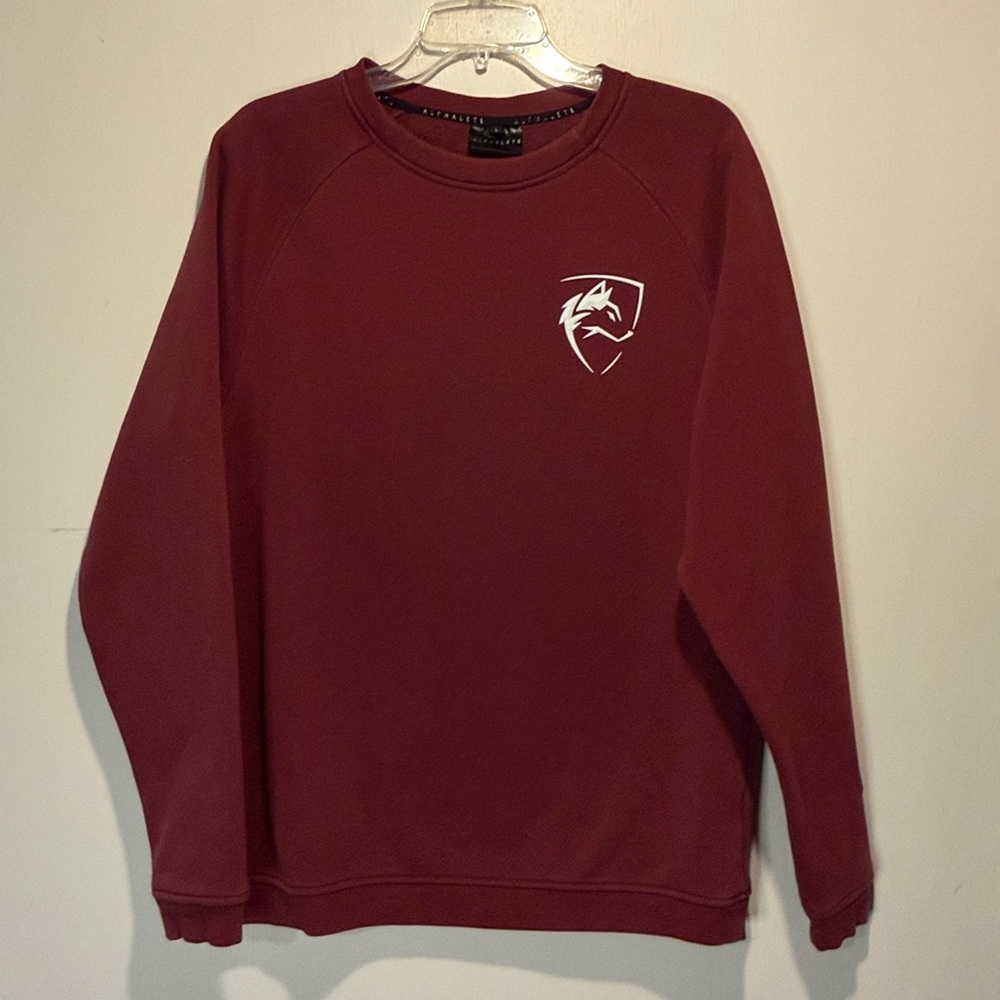 Alphalete Maroon Long Sleeve Pullover Crewneck Stretch Fleece Lined Sweatshirt L